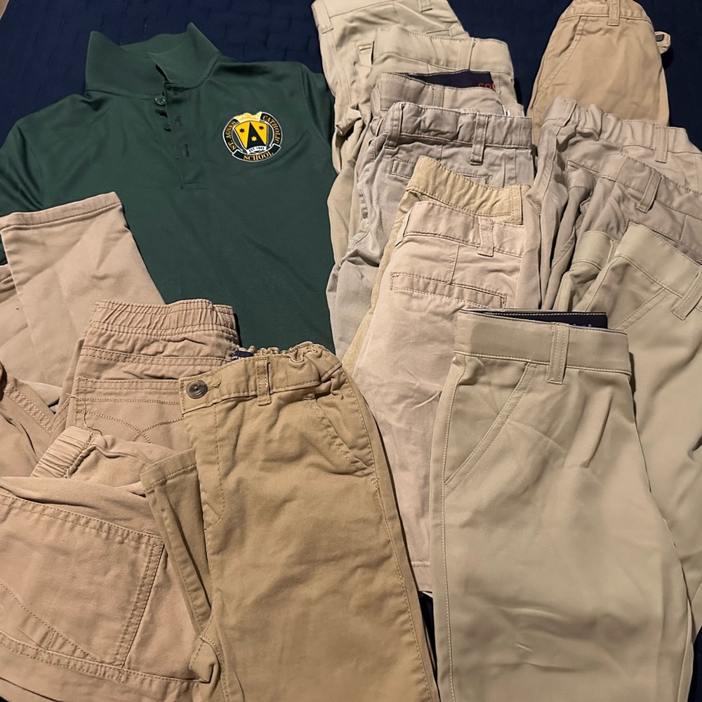 St. Agnes catholic school uniform bundle - 11 shorts, 4 pants and 1 shirt